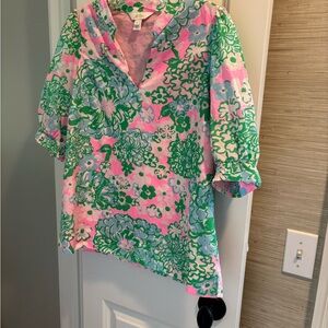 Lilly Pulitzer Pink and Green Floral Top